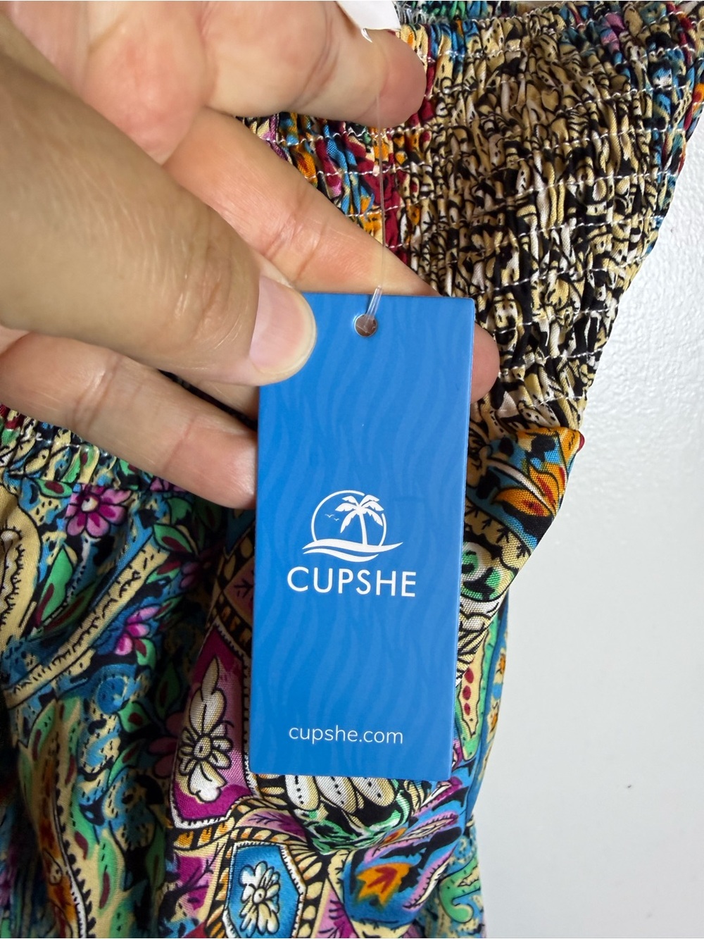 Cupshe Smocked Floral Paisley Boho Beach Pants NWT Size XS Colorful Vacation - Picture 6 of 6